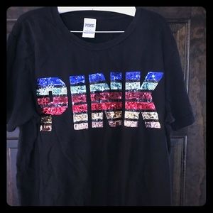 VS Pink T-shirt with sequins, size Large